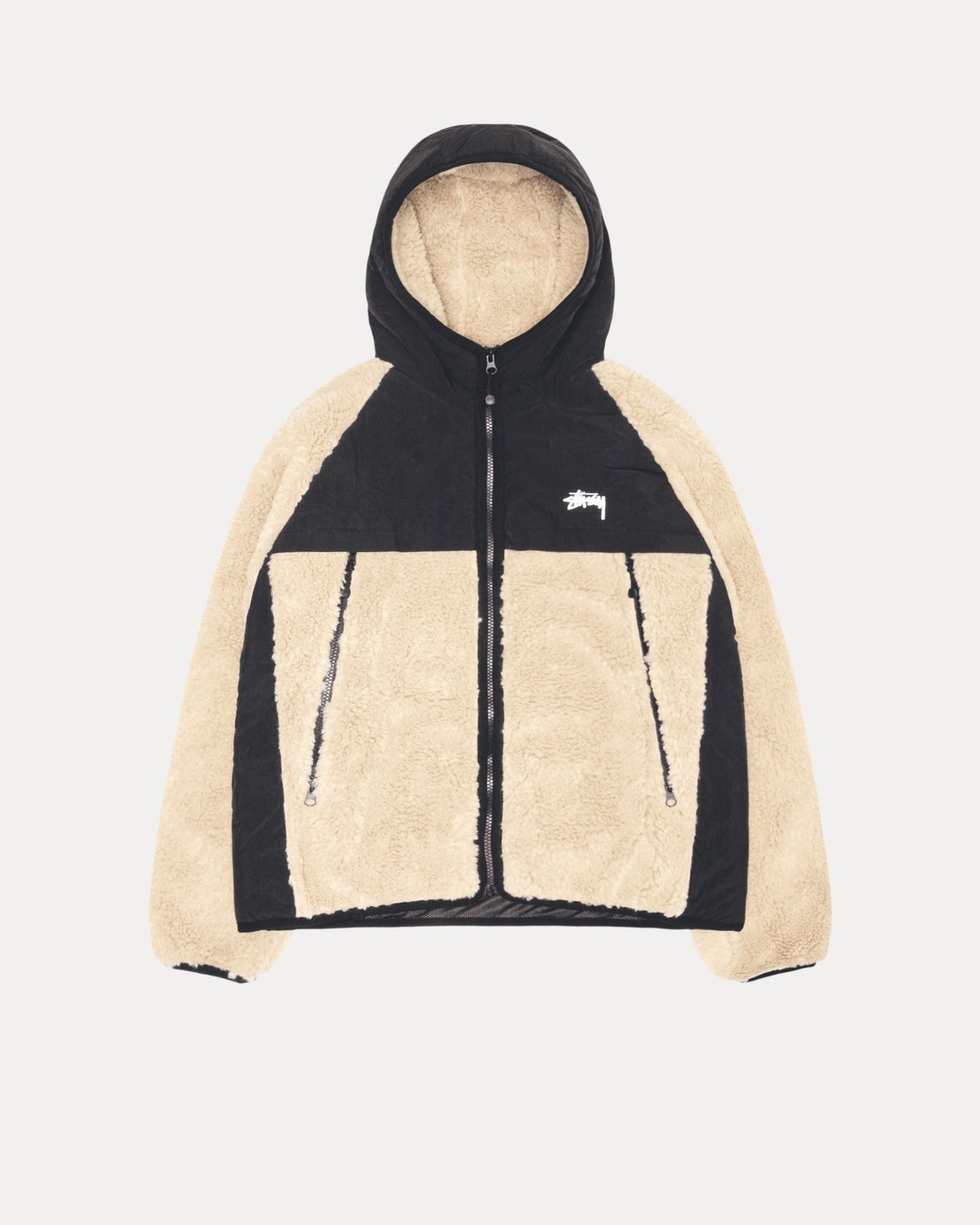 SHERPA PANELED HOODED JACKET