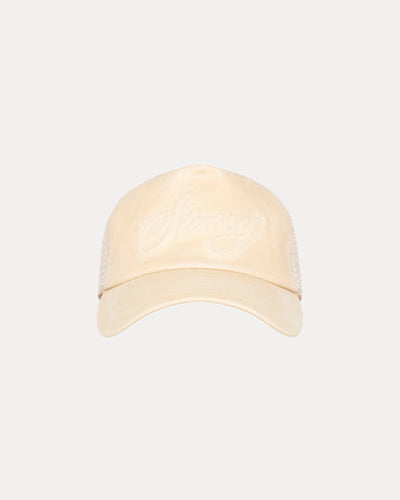 WAXED TRUCKER CURSIVE STITCH SNAPBACK